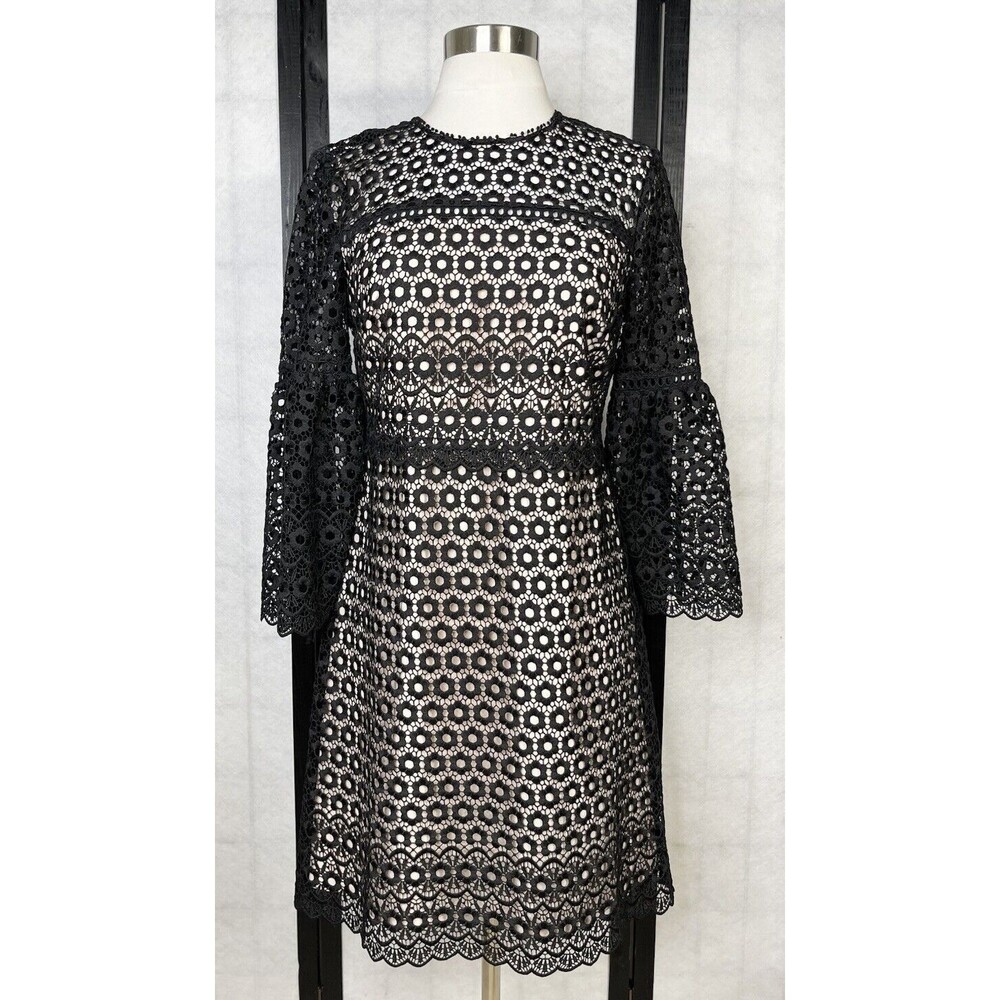 JCREW DAISY LACE BELL SLEEVE BLACK Carier Office  DRESS. Size: 0